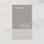Modern interieur design type grijs patroon visitekaartje (Achterkant)