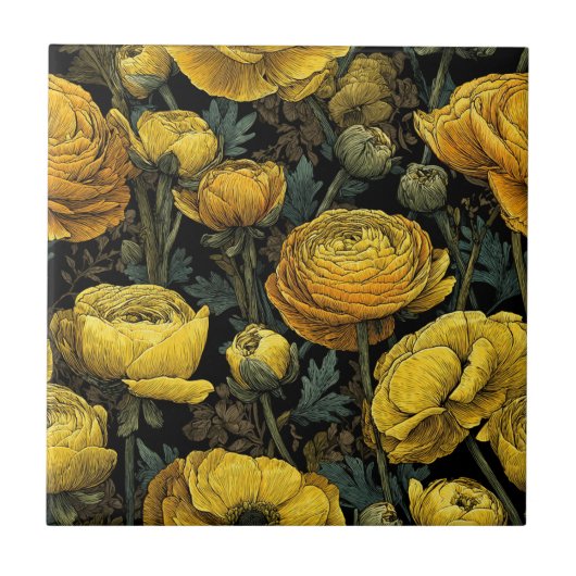Modern interieurontwerp Ranunculus tegels voor thu Tegeltje (Voorkant)