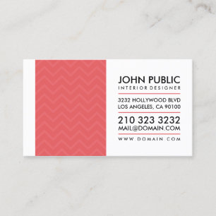 Modern interior Designer Red Chevron Pattern Visitekaartje