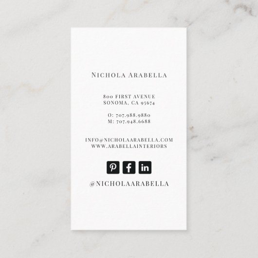 Modern Interior Designer Visitekaartje (Achterkant)