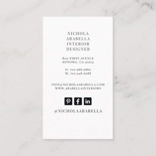 Modern Interior Designer Visitekaartje (Achterkant)