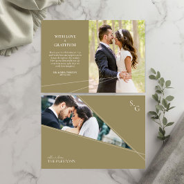 Modern Intersecting Lines Photo Thank You Card Bedankkaart