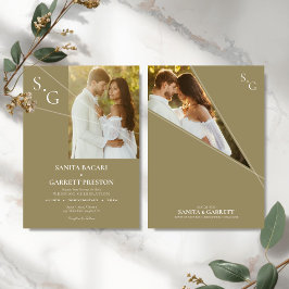 Modern Intersecting Lines Photo Wedding Invitation Kaart