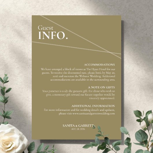 Modern Intersecting Lines Wedding Guest Info Card Informatiekaartje