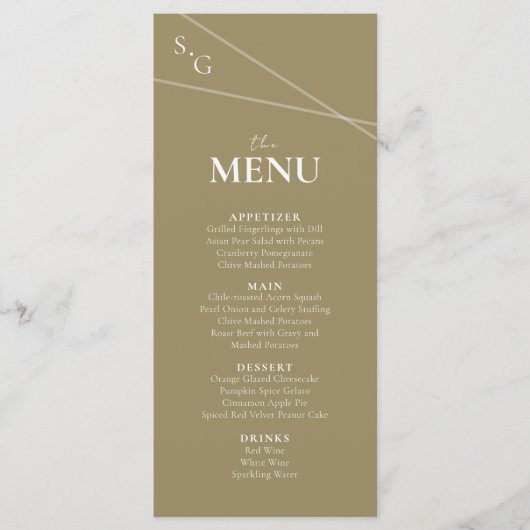 Modern Intersecting Lines Wedding Menu (Voorkant)