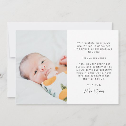 Modern Introducing Baby Newborn 3 fotocollage Aankondiging (Achterkant)