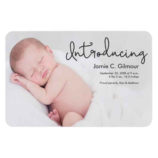 Modern Introduction Baby Foto aankondiging Magneet (Horizontaal)