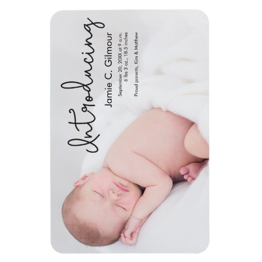 Modern Introduction Baby Foto aankondiging Magneet (Verticaal)