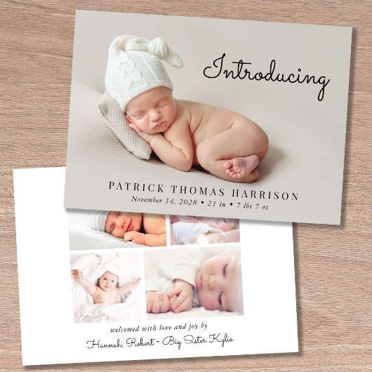 Modern Introduction Photo Birth Announcement Aankondiging