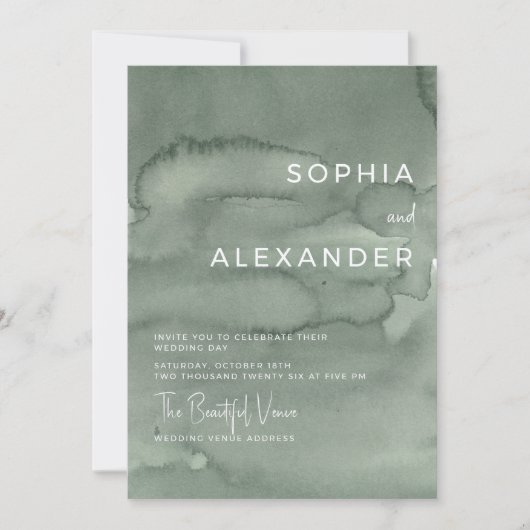 Modern Invitation Watercolor Wedding. Kaart (Voorkant)