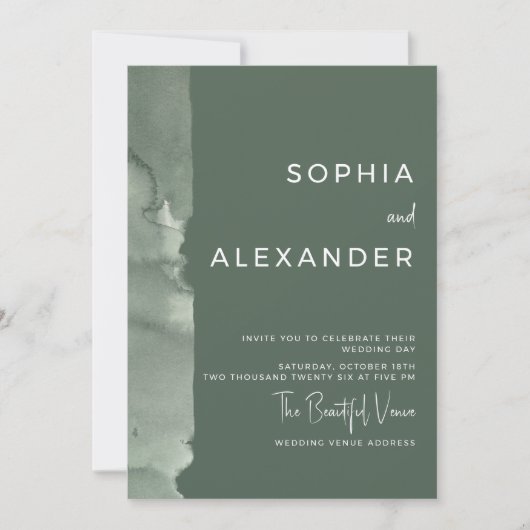 Modern Invitation Watercolor Wedding. Kaart (Voorkant)