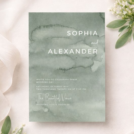 Modern Invitation Watercolor Wedding.   Kaart