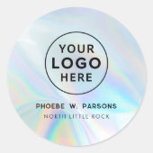 Modern Iridescent Business Logo Custom Ronde Sticker (Voorkant)