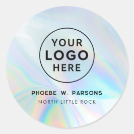 Modern Iridescent Business Logo Custom Ronde Sticker