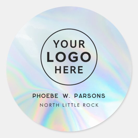 Modern Iridescent Business Logo Custom Ronde Sticker (Voorkant)