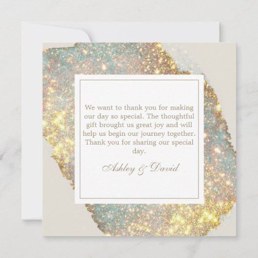 Modern Iridescent Glitter Weddenschap Hartelijk da Bedankkaart (Achterkant)