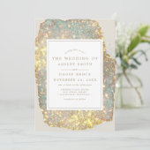 Modern Iridescent Glitter Wedding Kaart (Staand voorkant)
