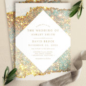 Modern Iridescent Glitter Wedding Kaart
