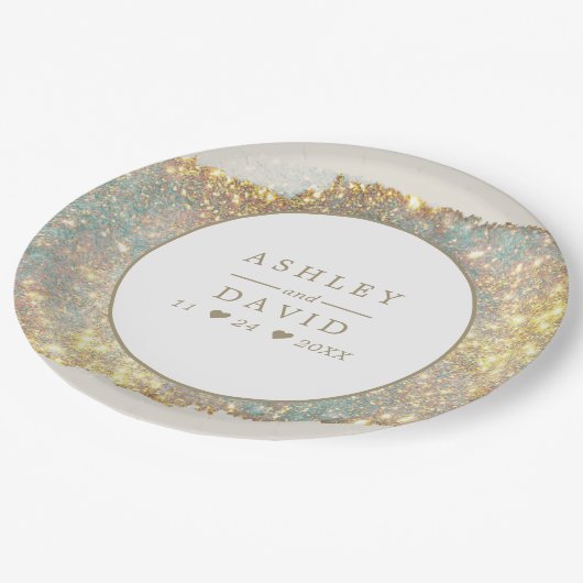 Modern Iridescent Glitter Wedding Papieren Bordje (Gekanteld)