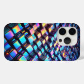 Modern Iridescent Wavy Grid Phone Case Futuristic (Achterkant (horizontaal))