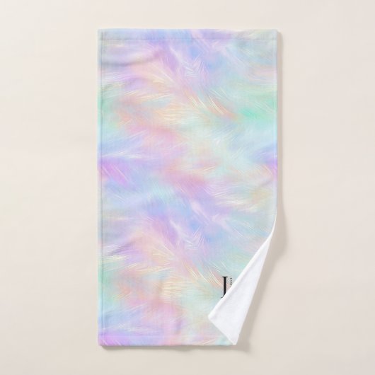 Modern iriserend opaal stijlvol monogram Logo Bad Handdoek (Handdoek)