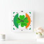 Modern Irish Flag, Ireland trendy Home / Shamrock Vierkante Klok (Huis)