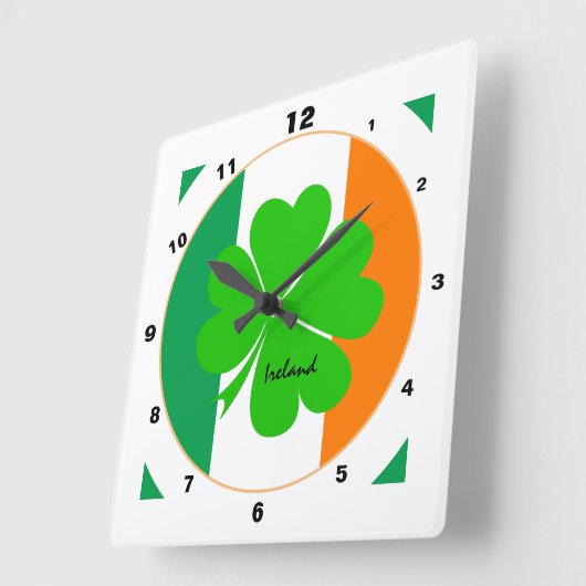 Modern Irish Flag, Ireland trendy Home / Shamrock Vierkante Klok (Hoek)
