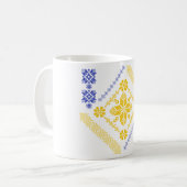 Modern islamitisch mozaïek geel en blauw Tegel pat Koffiemok (Voorkant links)