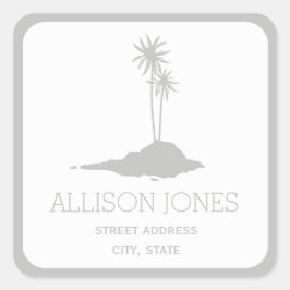 Modern Island Beach Address Sticker - Grijs
