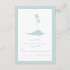 Modern Island Beach Bruiloft RSVP - Blauw