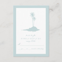 Modern Island Beach Bruiloft RSVP - Blauw Kaartje