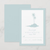 Modern Island Beach Bruiloft RSVP - Blauw Kaartje (Voorkant / Achterkant)