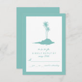 Modern Island Beach Bruiloft RSVP - Blauwgroen (Voorkant / Achterkant)