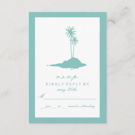 Modern Island Beach Bruiloft RSVP - Blauwgroen Kaartje