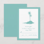 Modern Island Beach Bruiloft RSVP - Blauwgroen Kaartje (Voorkant / Achterkant)