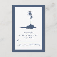 Modern Island Beach Bruiloft RSVP - Donkerblauw