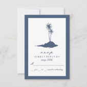Modern Island Beach Bruiloft RSVP - Donkerblauw Kaartje (Voorkant)