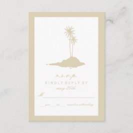 Modern Island Beach Bruiloft RSVP - Zand Kaartje