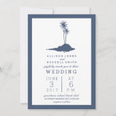 Modern Island Beach bruiloft uitnodiging - donkerb (Voorkant)