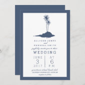 Modern Island Beach bruiloft uitnodiging - donkerb (Voorkant / Achterkant)