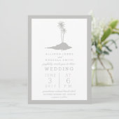 Modern Island Beach bruiloft uitnodiging - grijs (Staand voorkant)