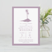 Modern Island Beach bruiloft uitnodiging - Violet (Staand voorkant)