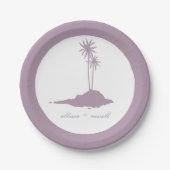 Modern Island Beach bruiloft - Violet Papieren Bordje (Voorkant)