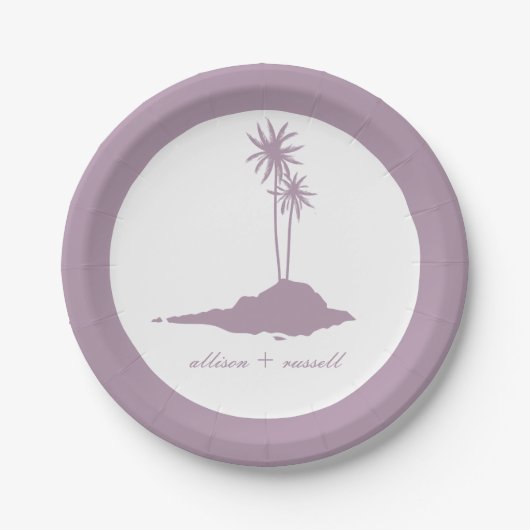 Modern Island Beach bruiloft - Violet Papieren Bordje (Voorkant)