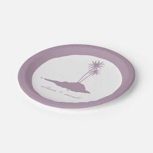 Modern Island Beach bruiloft - Violet Papieren Bordje (Gekanteld)