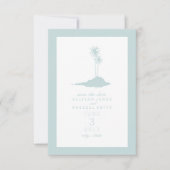 Modern Island Beach Wedding Save the Date - Blue (Voorkant)