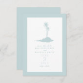 Modern Island Beach Wedding Save the Date - Blue (Voorkant / Achterkant)