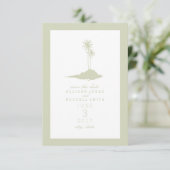 Modern Island Beach Wedding Save the Date - Green (Staand voorkant)