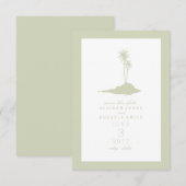 Modern Island Beach Wedding Save the Date - Green (Voorkant / Achterkant)