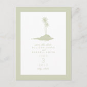 Modern Island Beach Wedding Save the Date - Green Aankondigingskaart (Voorkant)